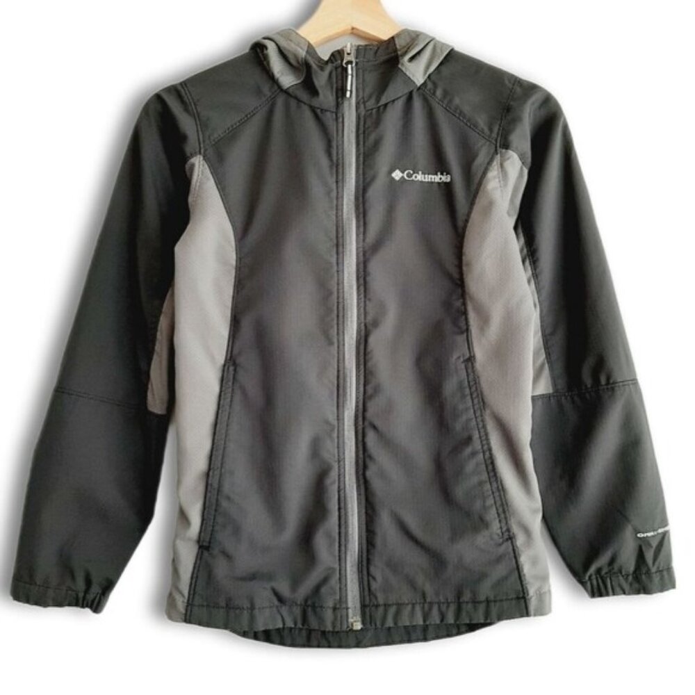 COLUMBIA | Omni-Shield Windbreaker Hoodie Jacket Kids Black & Gray Kids Youth M